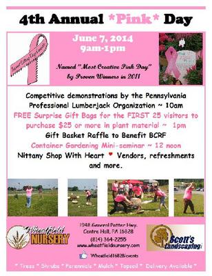 4th Annual PINK DAY Festival at Wheatfield Nursery, Centre Hall