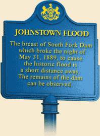 photo of a road sign about historic Johnstown Flood