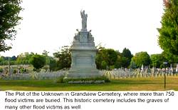 photo of Grandview cemetery where many of the flood victims are buried, many unknown