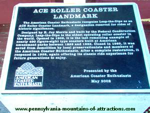 Lakemont Parks Award Plaque Oldest Roller Coater in the World