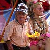 A photo of a fire eater at the Bedford Fair