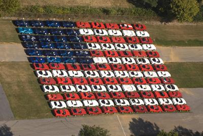 Corvettes at Carlisle Corvette American Flag Display 