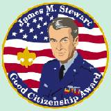 A Good Citizenship Award patch with James Stewart's picture on it