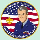 A Good Citizenship Award patch with James Stewart's picture on it