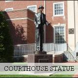 A statue of James Stewart that stands in front of the courthouse in Indiana, PA