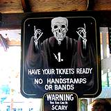 Spooky haunted house ticket booth at Knoebels Amusement Park