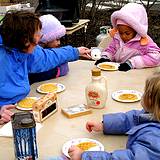 photo of breakfast of pancakes with maple syrup at the Pennsylvania Maple Festival