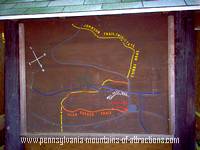 photo of a trial map to guide through a hiking area in the Allegheny Mountains on a Mystery Tour