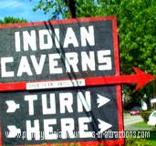 A sign leading to The Indian Caverns on Mystery Tour