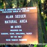 A sign leading to Seeger Natural Area on Mystery Tour