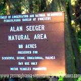 A sign leading to Seeger Natural Area on Mystery Tour