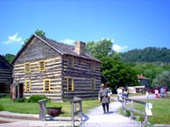 Pennsylvania History at Old Bedford Village as a Confederate Soldier crossing over the bridge