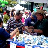 A large display of garlic for sale at Pocono Garlic Festival