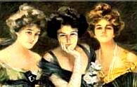 Three beautiful women from the 1700s era