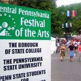 View of sign and street at State College Central Pennsylvania Festival of the Arts