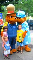 Kids posing with Mama and Papa bear on Kids Day at State College Central Pennsylvania Festival of the Arts 