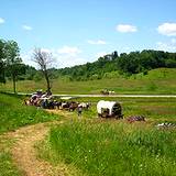 photo of a caravan of wagons on the Appalachian Trail on the Appalachian Wagon Train