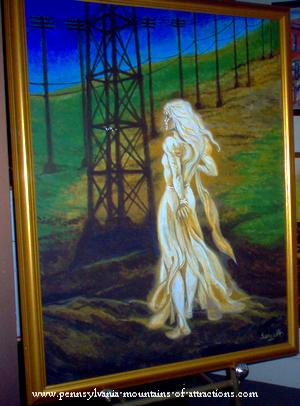 The beautiful White Lady of Wopsy Mountain, painting by Joe Servello