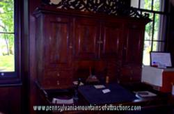 antique desk in Baker Mansion office