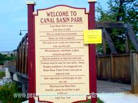 Welcome sign to the PA Canal Basin Park